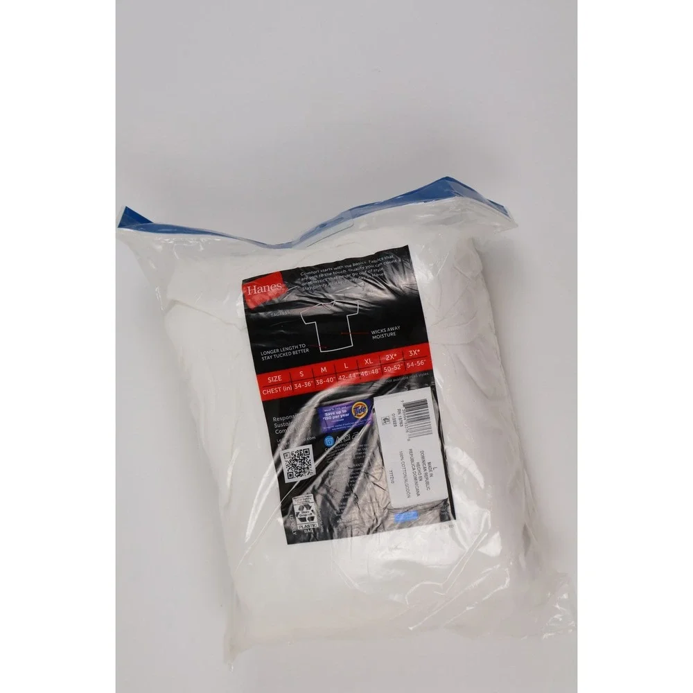 Hanes V-Neck T-Shirts 10 Pack White Solid Large 100% Cotton NWT